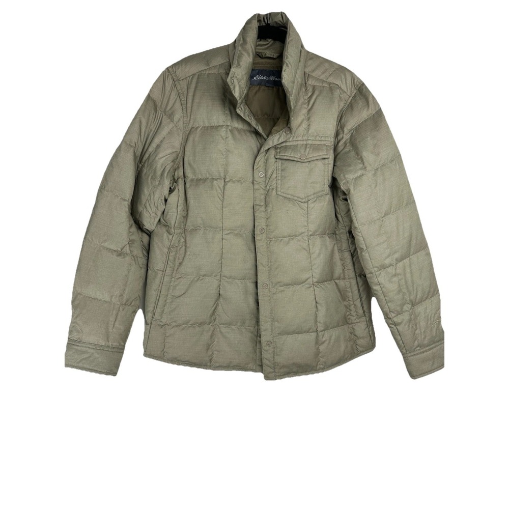Eddie Bauer Women's Down Puffer Jacket Size XL Tan Snap Outdoors Packable